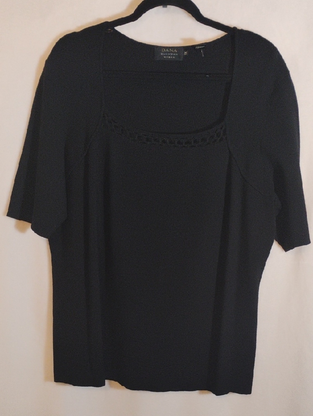 Dana Buchman Black Knit Square-Neck Pullover
